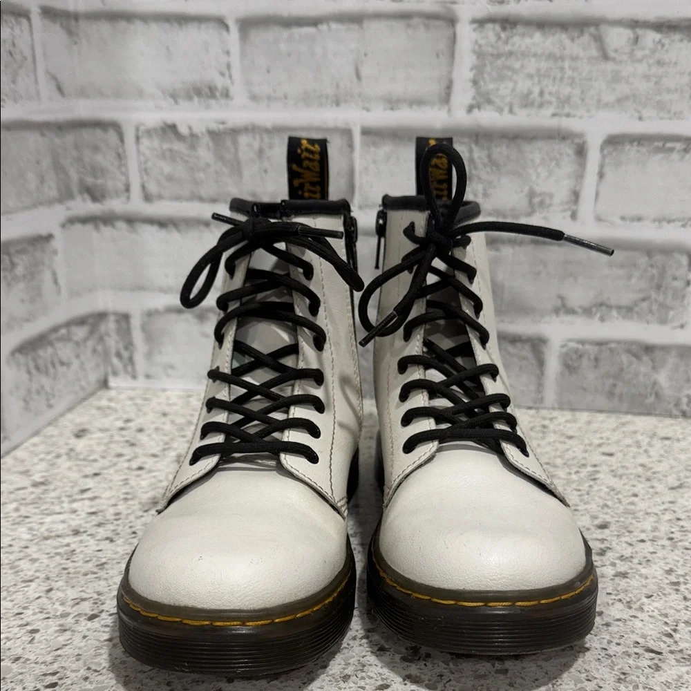 Dr. Martens White Combat Boots, Girls EU 34